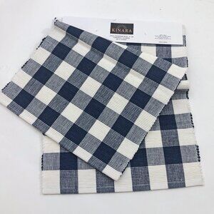 Kinara Madison Buffalo Check Sky & White Table Runner 13x72 inches